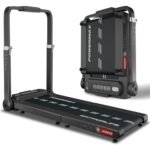 PowerMax Fitness JOGPAD 4HP Motorized Foldable Treadmill for Home Use with Handle, Remote Control, Max User 120kg, Top Speed 12kmph, Running Deck 1080mmx400mm, Bluetooth, Speaker, Mobile Holder