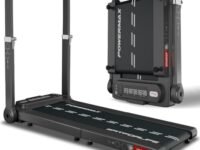 PowerMax Fitness JOGPAD 4HP Motorized Foldable Treadmill for Home Use with Handle, Remote Control, Max User 120kg, Top Speed 12kmph, Running Deck 1080mmx400mm, Bluetooth, Speaker, Mobile Holder