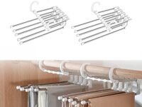 RYLAN (Pack of 2) 5 in 1 ABS Foldable Hangers for Clothes Hanging Multi-Layer Multi-Purpose Pant Hangers for Wardrobe Magic Foldable Hanger Clothes Hanger Multipurpose Hanger Organizer Steel