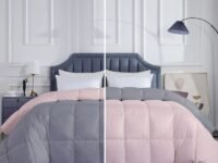 Razzai MammaYo Down Alternative Soft Quilted 300 GSM All Weather Comforter (92" x 106" Inches/233cm x 269cm) - King Size Comforters|Silver/Peach|Microfibre, lightweight| TC - 400