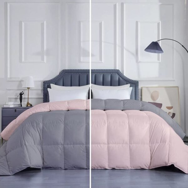 Razzai MammaYo Down Alternative Soft Quilted 300 GSM All Weather Comforter (92" x 106" Inches/233cm x 269cm) - King Size Comforters|Silver/Peach|Microfibre, lightweight| TC - 400