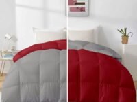Razzai Quilt Single Bed 500 GSM Winter Comforter Premium Collection Quilted Revesible Comforter (60" x 90" Inches/152cm x 228cm) - Single Bed Comforter|Silver/Burgundy | Microfibre, Lightweight| TC - 400