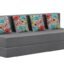 Rosebell Foldable Four Seater Sofa Cum Bed, Sofa Bed 6 X 6 Feet, Jute Fabric- Washable Cover- Including 4 Cushion Perfect for Home & Office for Guests - Grey