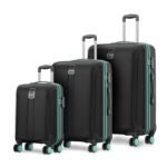 Safari Medium Thorium Neo 8 Wheels 55,66 and 77 Cm Small, and Large 4 Wheel Inline 3 Trolley Bags Hardshell Case Polycarbonate 360 Degree Wheeling System,Black