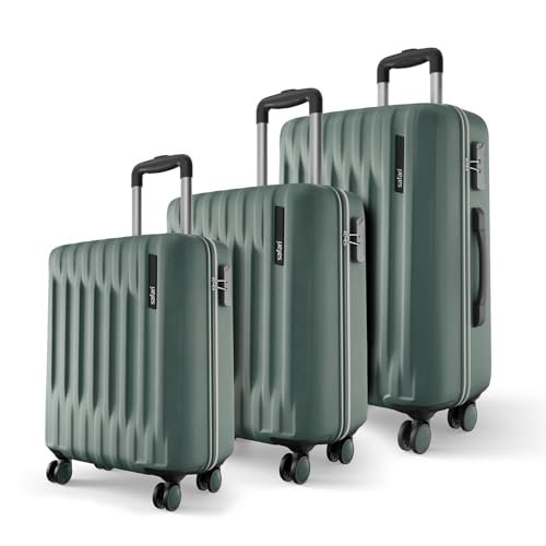 Safari Ray Neo 8 Wheels Set of 3 Trolley Bags, Hard Case Polycarbonate 360 Degree Wheeling Carry on & Check-in Luggage for Men & Women, Suitcase for Travel, Trolley Bags for Travel, Sage Green