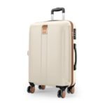 Safari Thorium Royale 8 Wheels 77cm Large Size Trolley Bag Hard Case Checkin Polycarbonate Luggage, TSA Lock, Wet Pouch Organized Interior, Suitcase for Travel, Trolley Bags for Travel, Vanilla Tan
