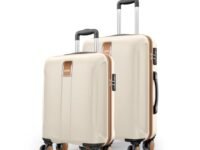 Safari Thorium Royale 8 Wheels Set of 2 Trolley Bags Hard Case Polycarbonate Luggage, TSA Lock, Wet Pouch Organized Interior, Suitcase for Travel, Trolley Bags for International Travel, Vanilla Tan