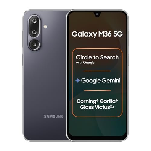 Samsung Galaxy M36 5G (Velvet Black, 8 GB RAM, 256 GB Storage)| Circle to Search| Google Gemini| Corning Gorilla Glass Victus+| 7.7mm Slim| AI Enhanced 50 MP OIS Triple Camera| Unmatched Nightography
