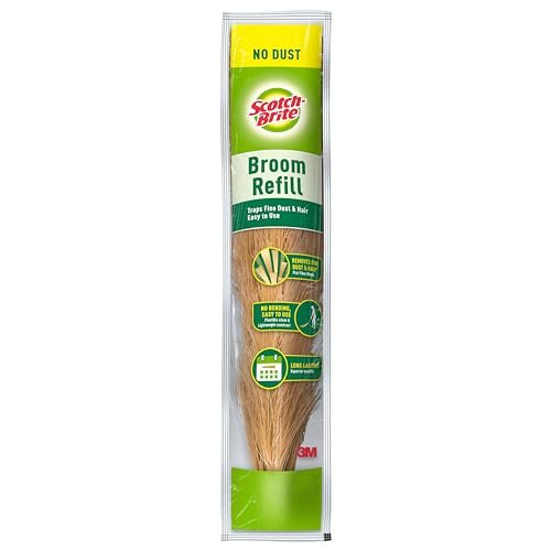 Scotch-Brite Plastic No Dust Hard Floor Broom Refill Head Without Handle (This Product Does not Contain a Handle, only Refill Suitable to be Used with Broom), Green