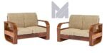 Sheesham Wood 4 Seater Sofa Set for Living Room Furniture Wooden Sofa Set 4 Seater for Home & Office (2+2 Sofa, Natural Finish) | 4 Person Sofa, Brown