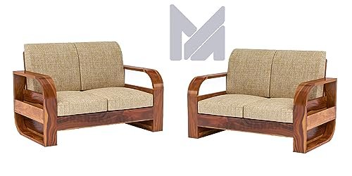 Sheesham Wood 4 Seater Sofa Set for Living Room Furniture Wooden Sofa Set 4 Seater for Home & Office (2+2 Sofa, Natural Finish) | 4 Person Sofa, Brown