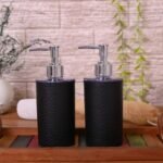 Shenron Refillable Hand Soap Dispenser|Unbreakable Liquid Soap/Shampoo/Hand Wash/Sanitizer/Lotion Dispenser Plastic Bottle for Kitchen,Wash-Basin and Bathroom(Color : Black,Set of 2),250 ml
