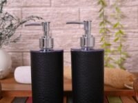 Shenron Refillable Hand Soap Dispenser|Unbreakable Liquid Soap/Shampoo/Hand Wash/Sanitizer/Lotion Dispenser Plastic Bottle for Kitchen,Wash-Basin and Bathroom(Color : Black,Set of 2),250 ml