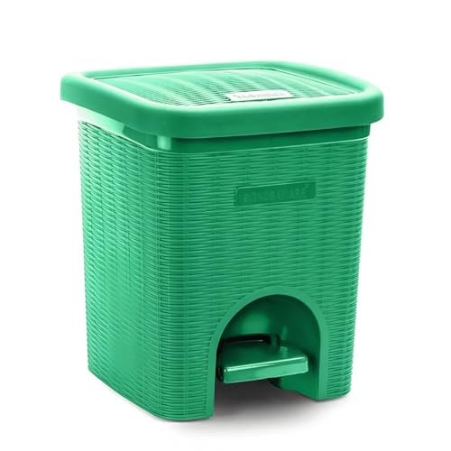 Signoraware 12 Liters Modern Lightweight Pedal Dustbin / Thrash Can Dustbins with Lid for Home Office / Non Garbage Smell / Unbreakable Single Mould / Heavy Duty Kitchen Bedroom Bathroom (12Ltr Green)