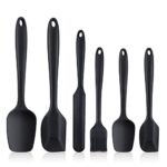 Silicone Spatula,6 piece Non-scratch Heat Resistant Rubber Spatula with Stainless Steel Core,Non Stick and Good Grips Spatulas for Cooking,Baking and Mixing(Black)