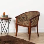 Solidwood Armchair with Cushion for Living Room Hall Home |Wooden Arm Chair for Garden Outdoor | Back Armrest Cushion Chair Suitable for Indoor & Outdoor (Honey)