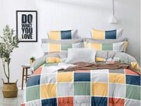 THE HOME STYLE 200TC Soft Glace Cotton King Size Duvet Cover II Razai Cover II Quilt Cover II Dohar for Double Bed with Zipper (90x100 Inch, Vibrant Checks)