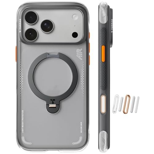 TORRAS Flagship Ostand Q3 Air for iPhone 17 Pro Case | Hardcore Air Cushion Tech | 360 Click-Lock Stand | Mil-Grade Protection | Camera Control | Premium Imported, Shadow Black