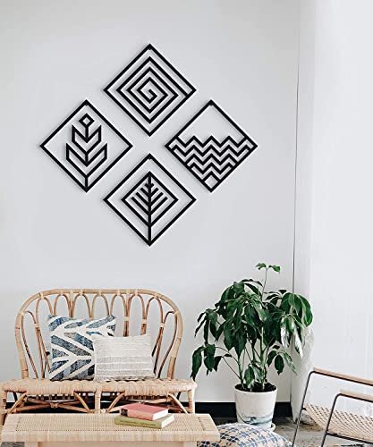 Triad basics Four Elements Wall Decor - Home Decoration Items, Wall Art for Living Room, Bedroom Decoration Items, Aesthetic Room Decor, Wall Hangings, Antique Home Decor, Black 23x23