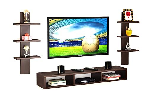 Ultimate Wall-Mounted TV Unit and Entertainment Center for 43 45 55 inch TV,Contemporary Media Console Bookshelf for Living Room Storage (Brown)