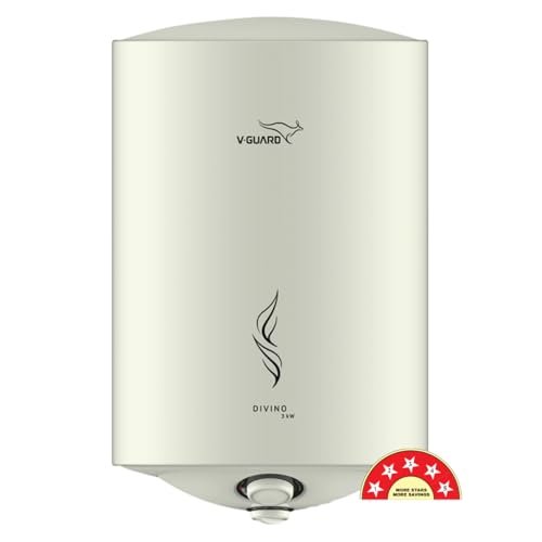 V-Guard Divino 3kW Geyser 15 Litre Water Heater, 33% Faster Heating | Suitable for Hard Water | BEE 5 Star Rating | Advanced 4-layered Safety | 5 Year Inner Tank Warranty by V-Guard