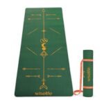 WiseLife TRUE Body BOHO Alignment Yoga Mat + Sleek Yoga Strap for Men & Women | Non-Slip, Extra Wide TPE Exercise Mat for Home, Pilates, Gym & Fitness (Green 8mm)