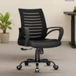 beAAtho® Verona Mesh Mid-Back Ergonomic Desk Office Chair with Tilting Mechanism, Comfortable Seat, and Revolving Heavy Duty Metal Base | Ideal for Work from Home & Study (Black)