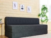 uberlyfe 3 Seater Sofa Cum Bed | Jute Fabric Washable Cover | Dark Grey | 5' X 6' Feet
