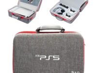 PSS PS5 Travel Bag Briefcase Hard Shell Carrying Case for PS5 Console Protective Storage Bag Shockproof Compatible with PS5 Console/ Controller, Headset, Charging Dock, Games Accessories (Grey)