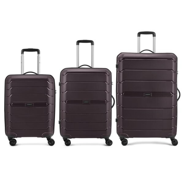 Aristocrat Liberty Set of 3 (Cabin+Medium+Large) Trolley Bag, 58+68+78Cm | Combination Lock | 8 Wheels | 3 Years International Warranty | New Saddle Brown