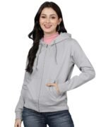 Alan Jones Clothing Women's Solid Zipper Hooded Sweatshirt | Front Zip, Ribbed Hem, Lined Hood, Casual Winter Wear