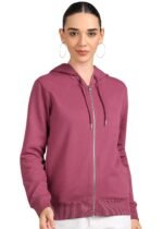 Alan Jones Clothing Women's Solid Zipper Hooded Sweatshirt | Front Zip, Ribbed Hem, Lined Hood, Casual Winter Wear