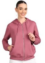 Alan Jones Clothing Women's Solid Zipper Hooded Sweatshirt | Front Zip, Ribbed Hem, Lined Hood, Casual Winter Wear