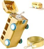 Prokart Premium Bus Water Bottle With Strap For Kids | Cute Drinking Jug with Wheels Leakproof, 500 ML | Portable Drinking Bottle for Kids Girls & Boys School Supplies (Yellow)