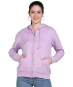 Alan Jones Clothing Women's Solid Zipper Hooded Sweatshirt | Front Zip, Ribbed Hem, Lined Hood, Casual Winter Wear