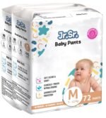 Jr. Sr. Baby Diaper Pants | Medium (M) Size (7-12 kg), 144 Count | Pack of 2 | Upto 12 hr Absorption with Advanced Leak Protection | Safe For Babies Skin | Soft, Secure & Comfy