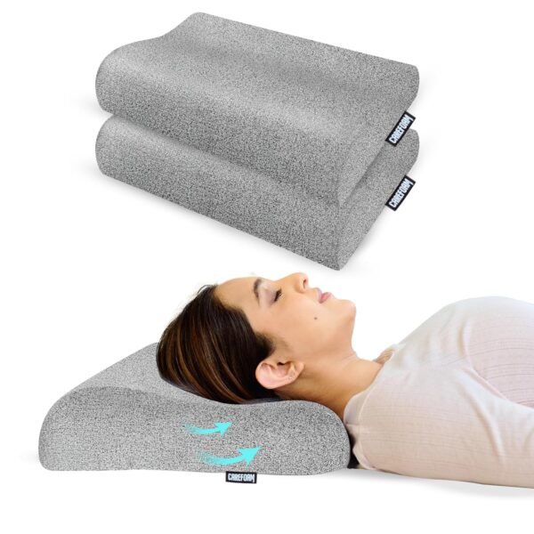 CareFoam Memory Foam Cervical Neck Pillow | 2 Years Warranty | Pain Relief Sleep, Improves Posture Spinal Alignment, Neck Pain Relief | 19 x 11 x 3.5 Inch | Black Melange Cover | Pack of 1