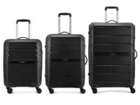 Aristocrat Liberty Set of 3 (Cabin+Medium+Large) Trolley Bag, 58+68+78Cm | Combination Lock | 8 Wheels | 3 Years International Warranty | Jet Black