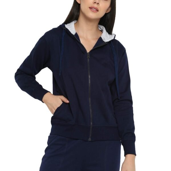 Alan Jones Clothing Women's Solid Zipper Hooded Sweatshirt | Front Zip, Ribbed Hem, Lined Hood, Casual Winter Wear