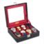 LEDO Men's and Women's Watch Box Holder Organizer Case In 8 Slots of Watches In PU Leather with Black & Cherry