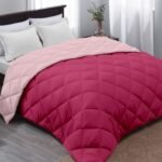 AYKA Reversible Comforter 220 GSM Microfiber Reversible AC Comforter/Blanket for Winter/Quilt/Duvets for King Size Double Bed Comforter (90 * 100, Pink & Peach)