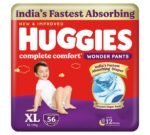 Huggies Complete Comfort Wonder Pants | Pant Style Baby Diapers Extra Large Size (XL), 56 Count | India's Fastest Absorbing Diaper, Prevents Diaper Rash, Ideal for 12 to 17 Kgs