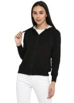 Alan Jones Clothing Women's Solid Zipper Hooded Sweatshirt | Front Zip, Ribbed Hem, Lined Hood, Casual Winter Wear