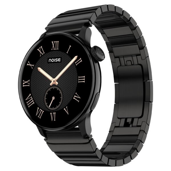 Noise Pro 6R 1.46" AMOLED Smart Watch, 1000 NITS, Powered by AI Pro, Built-in GPS, Strava Integration, Stainless Steel Dial, Video Watch Faces, 3ATM, Emergency SOS, TWS Connectivity-Chrome Black