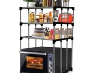 3 Tier Microwave Oven Collapsible Metal Rack Multipurpose Storage Stand for Kitchen Platform and Floor, Space-Saving Organizer Shelf for Microwave and Kitchen Essentials