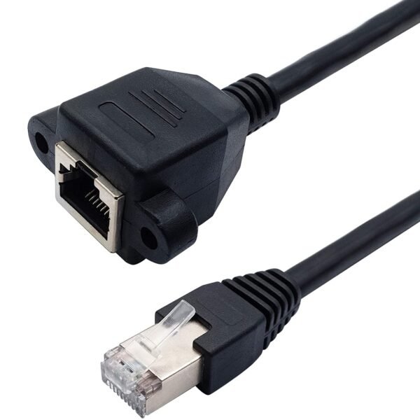 ( 50 CM RJ45 M/F RJ45 Male to Female Extension Cable with Screw Panel Mount Extension Cable For Cat5 Cat5e Cat6 Cat6e Cat7 Network Ethernet Cable