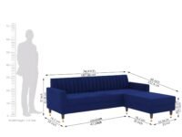 AMATA Elegant Solid Wood 04 Seater L Shape Royal Blue Suede Velvet Sofa Set with Two Cushions Perfect for Home Office Guests Living Room (02 Royal Blue, L Shape)(03 Year Warranty)