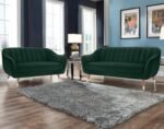 AMATA Marino 3+2 Seater Green Suede Velvet Fabric Sofa Set with Two Cushions Perfect for Home Office Guests Living Room with 3 Year Warranty (04 Green, 3+2 Seater)