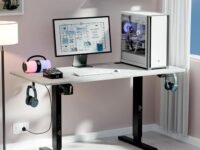 ARTIKEL Artidesk Eco Electric Height Adjustable Table for Office Work & Home - Sit Stand Gaming Desk with LED Display, 80kg Load, Cup Holder, 2 Hooks, 2Split Tabletop – Rock (120x60cm)