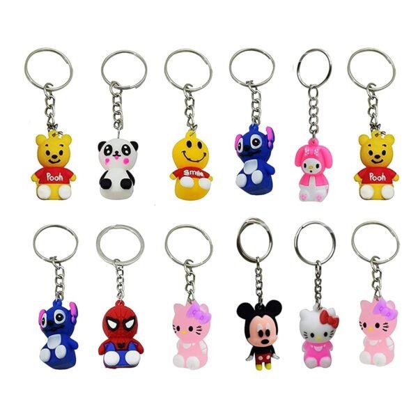 ARTLABEL Rubber Cute Cartoon Keyring Key Chain Combo For Kids Boys Girls & Children Best Birthday Return Gifts (Cartoon Character ( Pack Of 12 )), Multi-Coloured